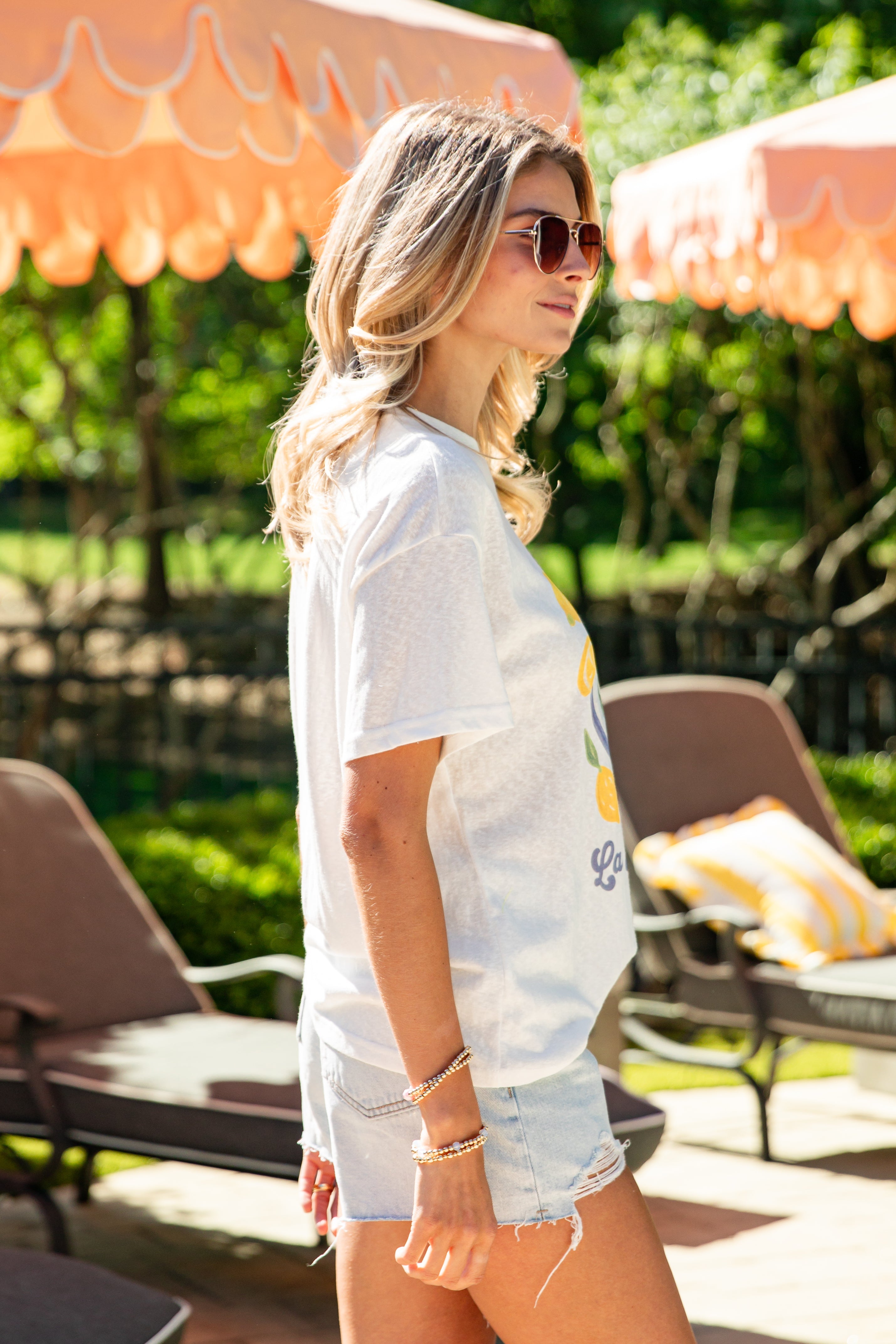 La Dolce Vita White Lemon Graphic Tee
