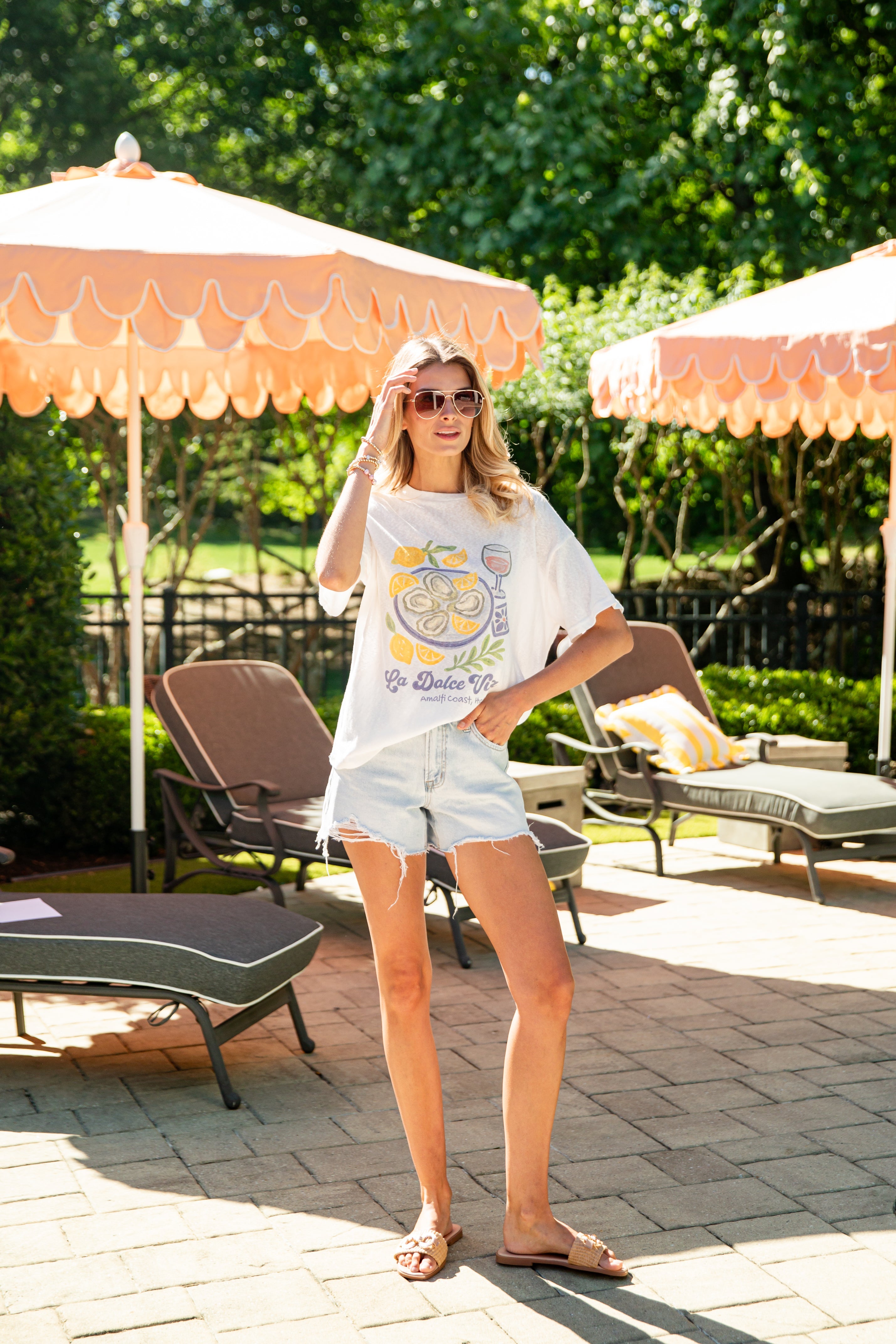 La Dolce Vita White Lemon Graphic Tee